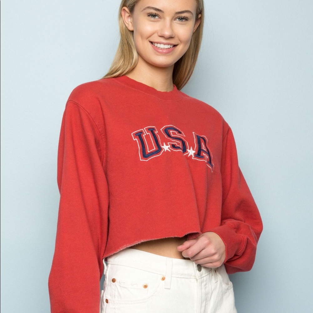 Brandy Melville Nancy USA Cropped Sweatshirt